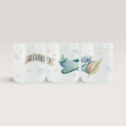 Personalisierte Spardose *Flugzeug* aus Keramik mit Name für Kinder / Geschenk zur Einschulung, Geburt und Taufe