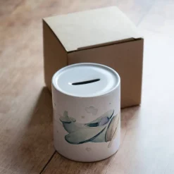 Personalisierte Spardose *Flugzeug* aus Keramik mit Name für Kinder / Geschenk zur Einschulung, Geburt und Taufe