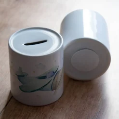 Personalisierte Spardose *Flugzeug* aus Keramik mit Name für Kinder / Geschenk zur Einschulung, Geburt und Taufe