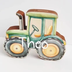 Personalisierte Spardose aus Holz – Traktor Motiv, handgefertigt, perfekte Geschenkidee für Geburtstag & Weihnachten