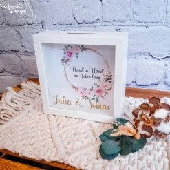 Personalisierte Spardose Bilderrahmen – Geschenk zur Hochzeit, Taufe & Konfirmation