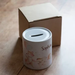 Personalisierte Spardose *Fuchs & Hase* aus Keramik mit Name für Kinder / Geschenk zur Einschulung, Geburt und Taufe