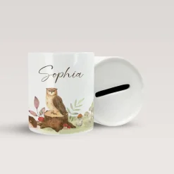 Personalisierte Spardose *Waldtiere* aus Keramik mit Name für Kinder / Geschenk für Einschulung, Geburt und Taufe