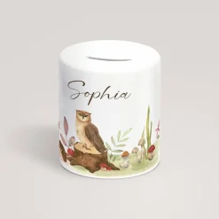 Personalisierte Spardose *Waldtiere* aus Keramik mit Name für Kinder / Geschenk für Einschulung, Geburt und Taufe