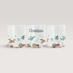Personalisierte Spardose *Airplanes* aus Keramik mit Name für Kinder / Geschenk zur Einschulung, Geburt und Taufe
