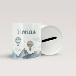 Personalisierte Spardose *Balloons* mit Name für Kinder / Geschenk zur Einschulung, Geburt und Taufe