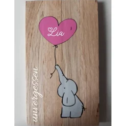 personalisierte Sternenkinddeko/ Holzschild aus Klötzchen/ Elefant mit Ballon/ Dezent Minimaldeko/ Geschenk