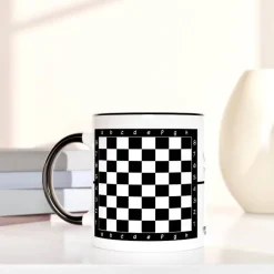 personalisierte Tasse Schach, Geschenk für Schachspieler, Schachbrett-Muster