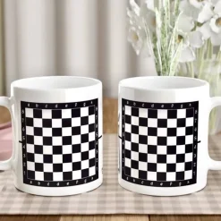 personalisierte Tasse Schach, Geschenk für Schachspieler, Schachbrett-Muster