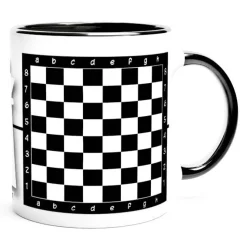 personalisierte Tasse Schach, Geschenk für Schachspieler, Schachbrett-Muster