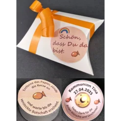 Personalisierte Teelichter als Gastgeschenke zur Kommunion – Mit versteckter Botschaft & Spruch