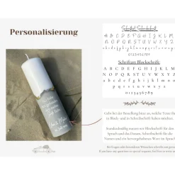 Personalisierte Traukerze mit nude/beigem Gipssockel und Blattgold Akzenten | Ein elegantes Accessoire für die Hochzeit