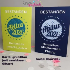 Personalisierte und handgefertigte Glückwunschkarten zum bestandenen Abitur 2026 - Motiv Punkt