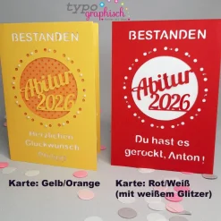 Personalisierte und handgefertigte Glückwunschkarten zum bestandenen Abitur 2026 - Motiv Punkt
