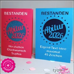 Personalisierte und handgefertigte Glückwunschkarten zum bestandenen Abitur 2026 - Motiv Punkt