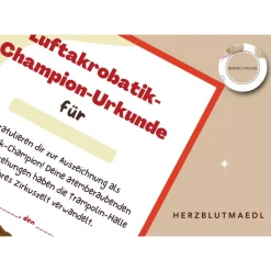 Personalisierte Urkunde für Kindergeburtstag - Trampolin-Thema | Mitgebsel | Selbstausdruck | Digitale Datei | A4 | Mitg