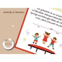 Personalisierte Urkunde für Kindergeburtstag - Trampolin-Thema | Mitgebsel | Selbstausdruck | Digitale Datei | A4 | Mitg