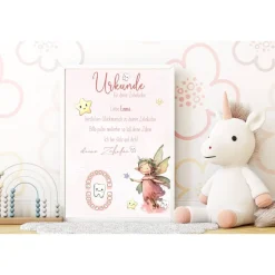 Personalisierte Urkunde Zahnfee - ein besonderes Erinnerungsstück  (A4)