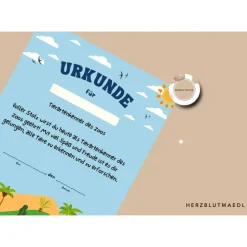 Personalisierte Urkunde zum Ausdrucken - Geburtstag im Zoo für Kinder mit Tiermotiven | DIN A4 Schulausflug in den Zoo B