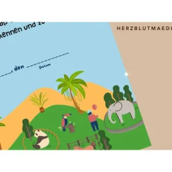Personalisierte Urkunde zum Ausdrucken - Geburtstag im Zoo für Kinder mit Tiermotiven | DIN A4 Schulausflug in den Zoo B
