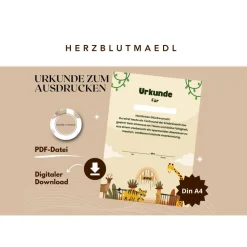Personalisierte Urkunde zum Ausdrucken - Geburtstag im Zoo für Kinder mit Tiermotiven | DIN A4 Schulausflug in den Zoo B