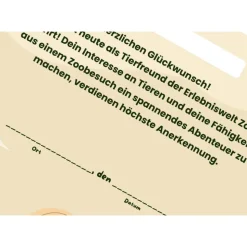 Personalisierte Urkunde zum Ausdrucken - Geburtstag im Zoo für Kinder mit Tiermotiven | DIN A4 Schulausflug in den Zoo B