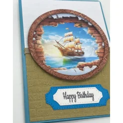 Personalisierte Vintage Geburtstagskarte Piratenschiff – Maskulin, 3D, Wunschzahl, Handgemacht