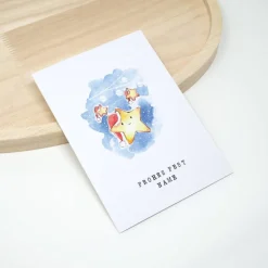 Personalisierte Weihnachtskarte Sterne mit Umschlag | A6 Klappkarte mit Namen | Aquarell