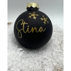 Personalisierte Weihnachtskugel mit Namen aus Glas – Schwarz, Christbaumkugel, Geschenkidee Weihnachten