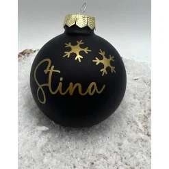 Personalisierte Weihnachtskugel mit Namen aus Glas – Schwarz, Christbaumkugel, Geschenkidee Weihnachten