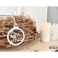 Personalisierte Weihnachtskugel | Holz | Christbaumkugel | Weihnachtsgeschenk | Weihnachtsbaumschmuck | Vorname | Tannen