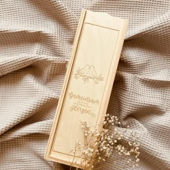 Personalisierte Weinbox aus Holz | Elegantes Geschenk für Weinliebhaber | Gravierte Weinkiste als individuelles Präsent