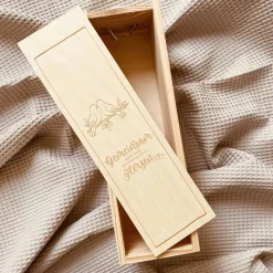 Personalisierte Weinbox aus Holz | Elegantes Geschenk für Weinliebhaber | Gravierte Weinkiste als individuelles Präsent