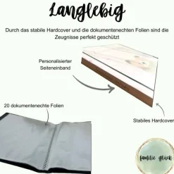 Personalisierte Zeugnismappe mit Name, rosa mit Bärchen, Geschenk Einschulung, Schulkind, Zeugnisordner, Schulstart, Map