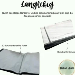 Personalisierte Zeugnismappe mit Name, floral rosa, Geschenk Einschulung, Schulkind, Zeugnisordner, Schulstart, Mappe