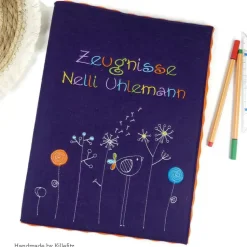 personalisierte Zeugnismappe aus Filz – Geschenk zur Einschulung für Mädchen