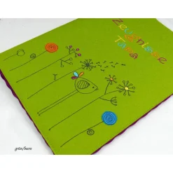 Personalisierte Zeugnismappe aus Filz – Geschenk zur Einschulung für Mädchen mit Namen & individueller Widmung