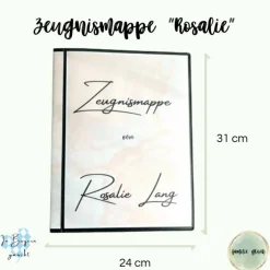 Personalisierte Zeugnismappe mit Name, rosa Marmor, Geschenk Einschulung, Schulkind, Zeugnisordner, Schulstart, Mappe