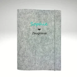 personalisierte Zeugnismappe Herz Dokumentenmappe Filz Sichtbuch