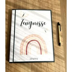 Personalisierte Zeugnismappe mit Name, Schmetterlinge, Geschenk Einschulung, Schulkind, Zeugnisordner, Schulstart, Mappe