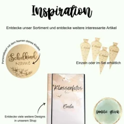 Personalisierte Zeugnismappe mit Name, grün floral, Geschenk Einschulung, Schulkind, Zeugnisordner, Schulstart, Mappe