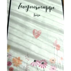 Personalisierte Zeugnismappe mit Name, grün floral, Geschenk Einschulung, Schulkind, Zeugnisordner, Schulstart, Mappe