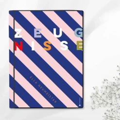 Personalisierte Zeugnismappe "Streifen", Geschenk zur Einschulung, A4 Sichtbuch mit Namen