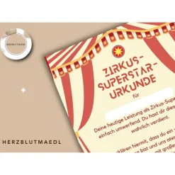 Personalisierte Zirkus Urkunde für den Kindergeburtstag | Selbst ausdrucken | Digitale Datei | DIN A4 | Mitgebsel