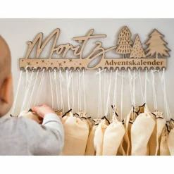 Personalisierter Adventskalender für Kinder aus Holz | Geschenk zur Adventszeit | Weihnachten