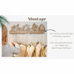 Personalisierter Adventskalender für Kinder aus Holz | Geschenk zur Adventszeit | Weihnachten