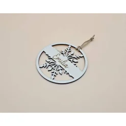 Personalisierter Anhänger für Weihnachtsbaum & Geschenk Schneeflocke Holzanhänger Weihnachtskugel Tannenbaum mit Name