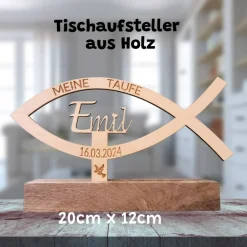 Personalisierter Aufsteller Taufe Tischedeko Geschenk Holzdeko Erinnerung Taufgeschenk