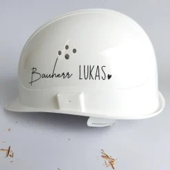Personalisierter Bauherren-Bauhelm Weiß mit Wunschname – Geschenk für Bauherren & Bauherrinnen