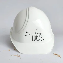 Personalisierter Bauherren-Bauhelm Weiß mit Wunschname – Geschenk für Bauherren & Bauherrinnen